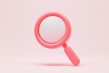 Fototapete - 3D search operation glyph, minimalist design with modern edges on white background.