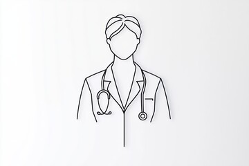 Fototapete - 3D medical doctor line icon, minimalist health professional symbol on white.