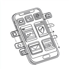 Fototapete - 3D line icon for mobile applications with high-resolution images and seamless performance.