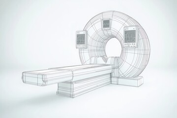 Fototapete - 3D glyph icon symbolizing medical imaging technology for health diagnostics.