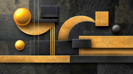 Poster - Modern graphic background with dynamic yellow accents over a textured black surface