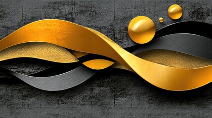 Poster - Modern graphic background with dynamic yellow accents over a textured black surface