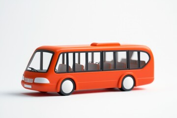 Fototapete - 3D glyph of an airport shuttle bus, clean terminal transportation symbol placed on white canvas.