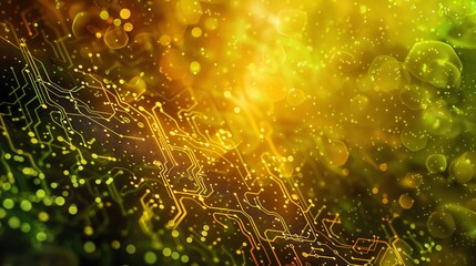 Poster - Abstract background with glowing, yellow circuit board.