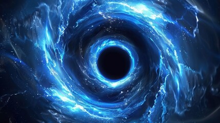 Wall Mural - Abstract black Hole in a galaxy with light rays, Black hole Abstract in the Dark space with a Swirling Nebula.