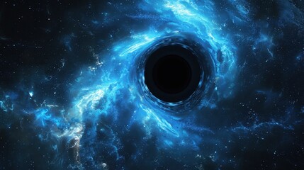 Wall Mural - Abstract black hole in a galaxy with light rays, Black hole abstract in the dark space with a swirling nebula.