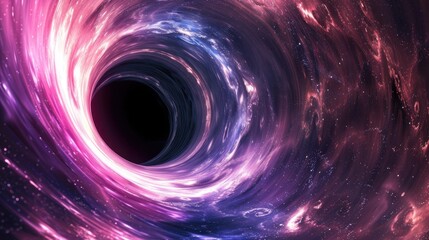 Wall Mural - Abstract black hole in a galaxy with light rays, Black hole abstract in the dark space with a swirling nebula.