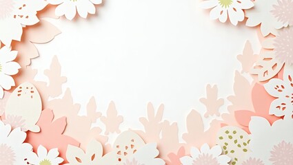Poster - a delicate paper flower frame border with pastel shades, creating a sense of elegance and artistic craftsmanship