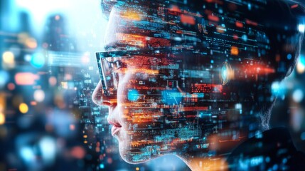 Fototapete - Exploring the digital world through immersive AI visuals and captivating 4K animation
