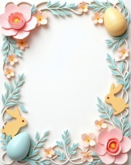 Aufkleber - Easter-themed decorative frame, including flowers and Easter eggs