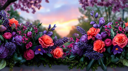 a beautiful floral arrangement featuring colorful flowers with natural background