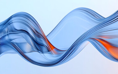 Poster - Abstract glass wavy shapes 3d render.