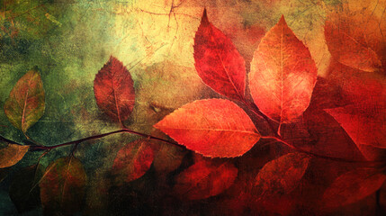Vibrant autumn leaves on textured background