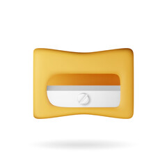 Poster - 3D plastic pencil sharpener isolated on white. Render yellow sharpener tool icon. Office supply stationery and education. Vector illustration