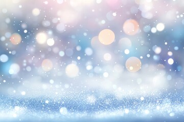 Poster - Abstract white and blue glitter background with bokeh lights for festive occasions and designs