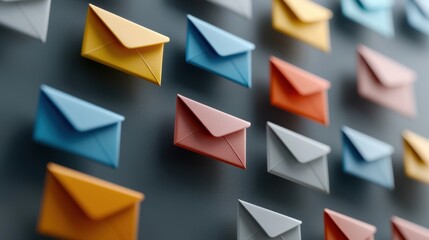 Aufkleber - A wall of colorful envelopes with different colors and sizes