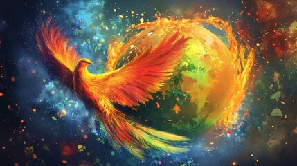 Poster - like the phoenix rising from the ashes, the collaboration between businesses, companies, and communi