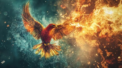 Poster - like the phoenix rising from the ashes, the collaboration between businesses, companies, and communi
