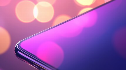 Poster - Modern Gadget's Display: A contemporary smartphone displays a vibrant screen, accented by a delicate bokeh of soft light and a sophisticated ambiance.