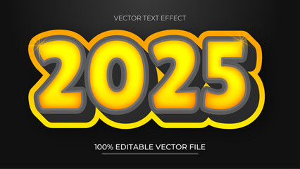 Poster - Editable text effect Happy New Year 2025 With Black Background