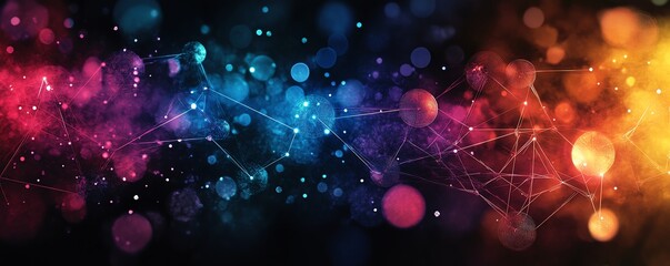Poster - A colorful abstract design featuring various circles connected by lines, creating an engaging and dynamic pattern with vibrant colors and intricate connections