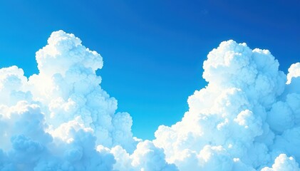 deep azure sky with fluffy white watercolor clouds bold brushstrokes, ethereal feel , brushstroke, a