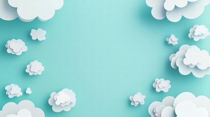 Poster - cloudscape dreams: a tranquil and minimalist cloudscape, featuring stylized, fluffy clouds against a