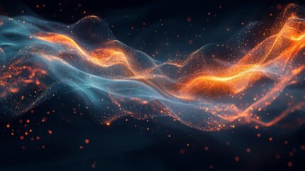 Aufkleber - A digital network of user profiles connected by flowing, glowing lines, illustrating the constant movement of information in an interconnected environment
