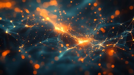Poster - A futuristic digital network showing user profiles connected by dynamic, glowing data streams, illustrating the connectivity and movement of information across platforms