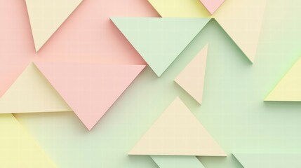 Poster - pastel triangle composition: an eye-catching arrangement of pastel-colored triangles, meticulously p