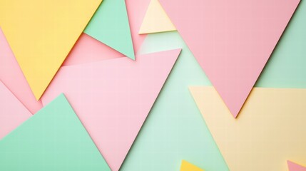 Poster - geometric pastel delight: a playful arrangement of pastel-colored triangles creates a visually engag