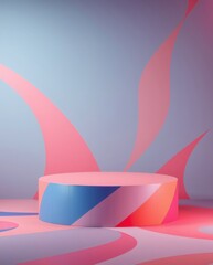 Aufkleber - a product display stand in a pastel color scheme, ideal for showcasing products 