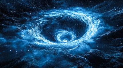 mysterious blue cosmic vortex amidst starry night sky