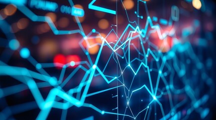 Poster - futuristic digital graph depicting financial data trends and the dynamic of technology