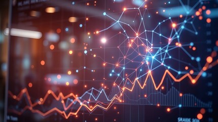 Poster - a dynamic data visualization showing an upward trend, illustrated with glowing lines and points
