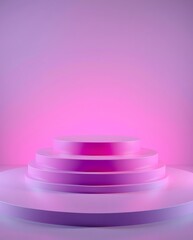 Poster - a 3D rendered podium with multiple tiers in gradient color to showcase products or presentations
