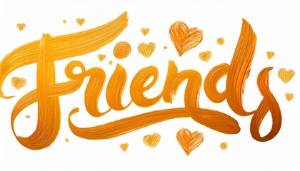  붓터치로 쓰여진 FRIEND 손글씨와 함께 주변을 감싸는 하트 장식