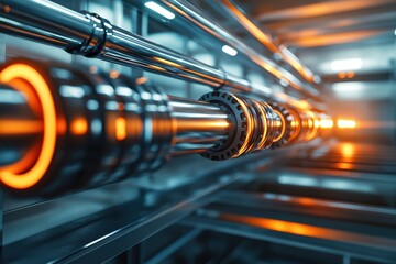Poster - a futuristic abstract background featuring a series of interconnected glowing pipes and mechanical c