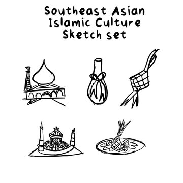 Southeast Asian Islamic Culture Sketch Set