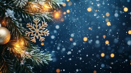 Poster - Stunning abstract snowflakes glistening against a deep blue background for winter celebrations