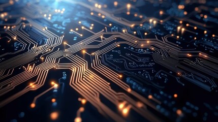 Poster - Technology innovation in circuit design digital realm abstract visuals high-tech environment close-up perspective