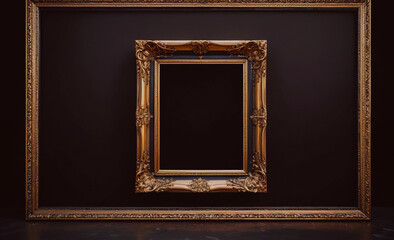 Poster - Black background with two gold framed pictures on it. The first picture is a black frame with a white frame inside