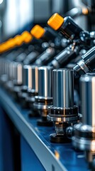 Poster - Robotic arms assemble holographic car models while data streams display real-time quality metrics in a futuristic manufacturing plant
