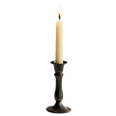 Aufkleber - tall, elegant candle in vintage holder, casting warm glow. Perfect for creating cozy atmosphere in any setting