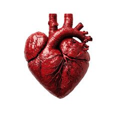 Poster - Realistic human heart model, detailed anatomy, medical illustration, vibrant red color, biological structure, cardiovascular system, 3D rendering, healthcare, education, anatomy study