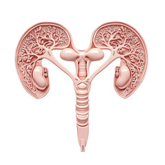 Poster - Anatomical illustration of human kidneys and urinary system, showcasing detailed structures and functions. This educational image highlights complexity of renal anatomy and its importance human