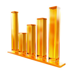 Poster - 3D representation of orange glass bar graphs showing growth and progress. vibrant colors convey sense of achievement and success in data visualization