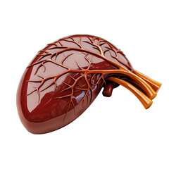 Poster - 3D model of human kidney with detailed vascular structure, showcasing its anatomical features and realistic design. Ideal for educational and medical purposes