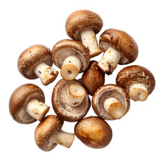 Poster - Fresh brown mushrooms, whole and sliced, arranged on transparency background, showcasing their rich texture and earthy tones. Perfect for culinary use or food photography