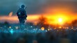 © Hospital man - Soldier walking towards sunset battlefield photography military environment dramatic viewpoint courage and sacrifice